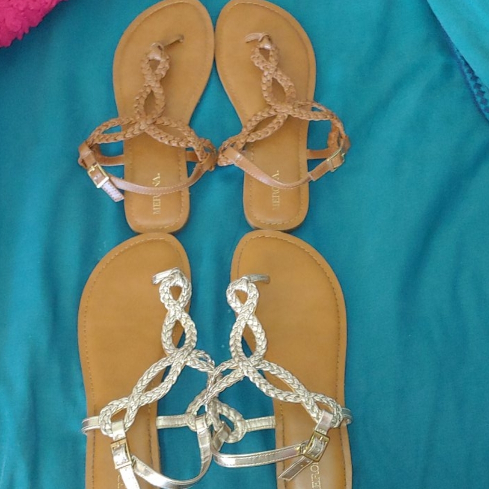 Brown and silver sandals